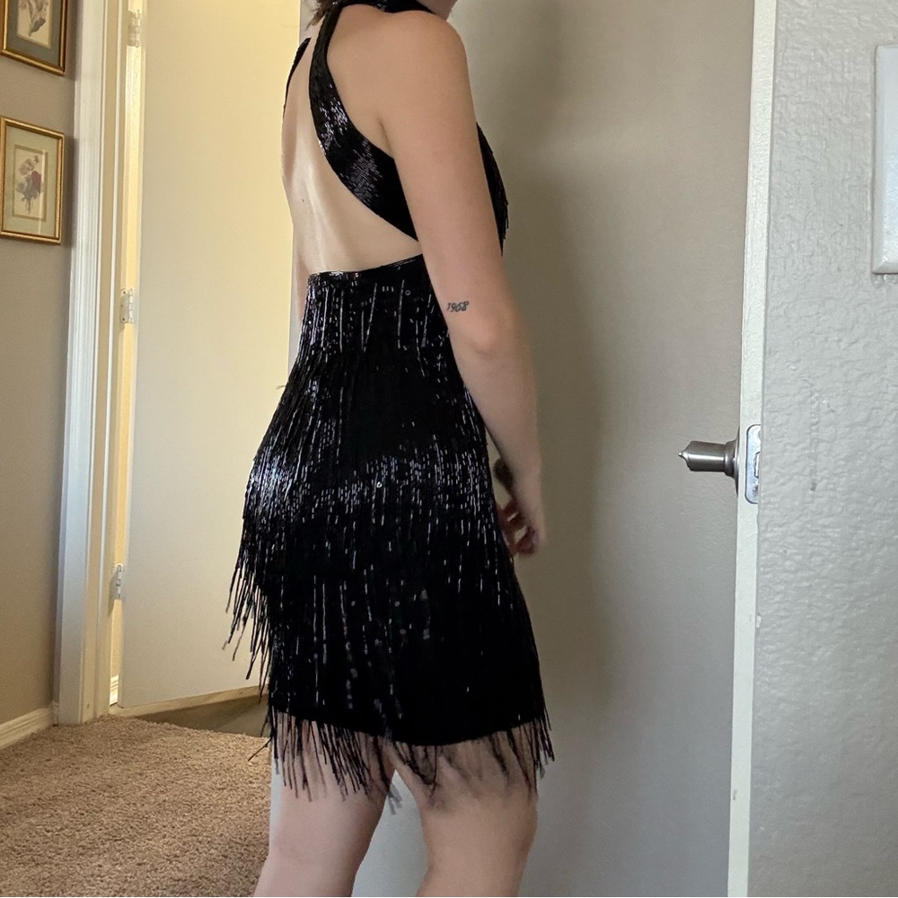 Rare Vintage Beaded Black Tie Dress by Oleg Cassini.